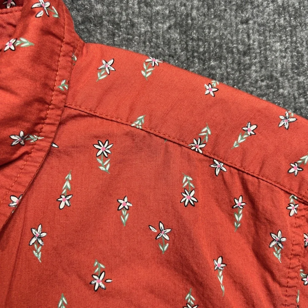 The North Face Baytrail Camp Shirt Mens Med Orange Floral Button Up Short Sleeve
